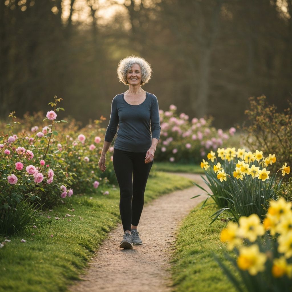 Person walking through natural garden path